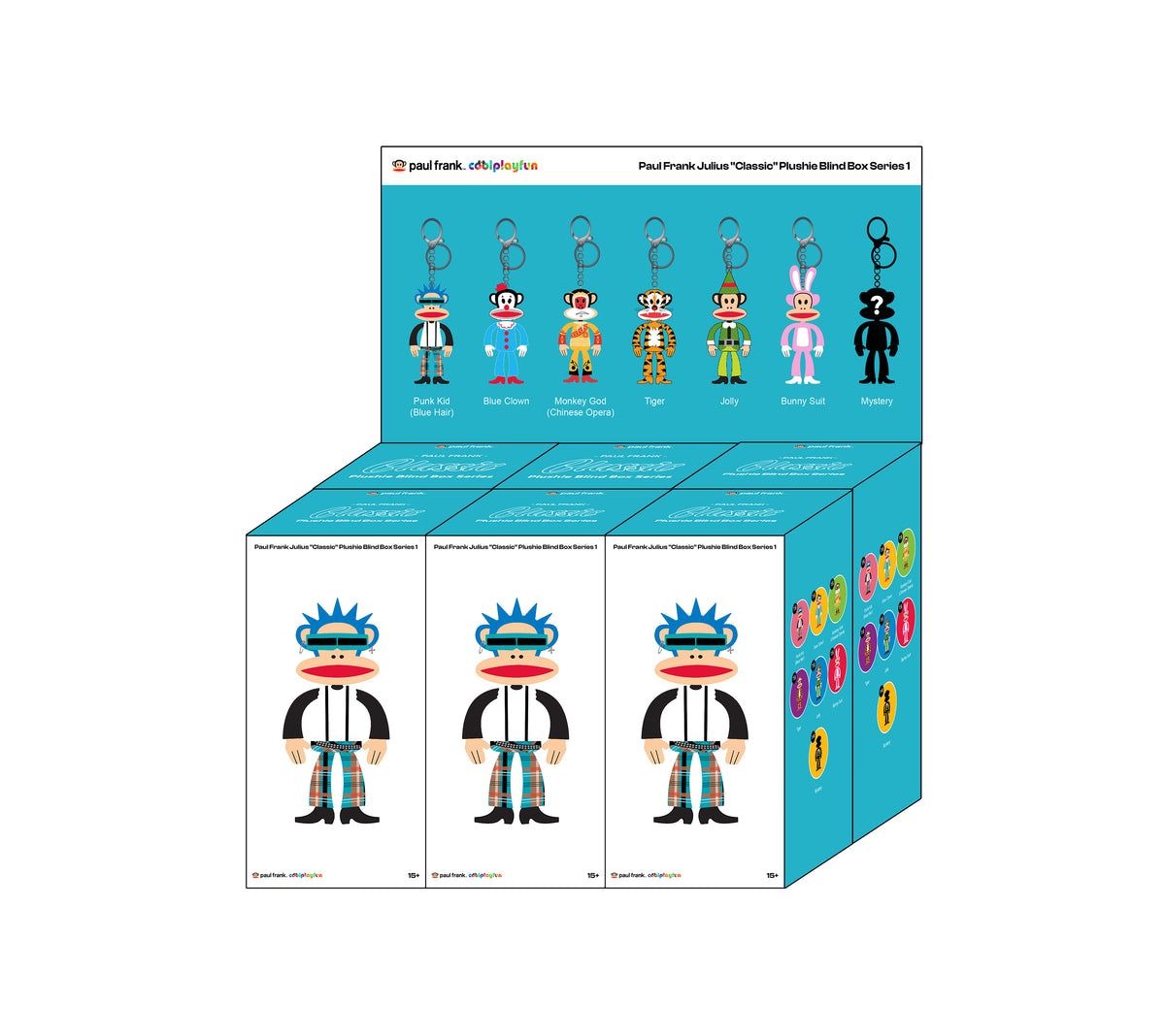 Preorder - Paul Frank Julius “Classic” Plushie Blind Box Series 1 (one display case of 6 blind boxes)