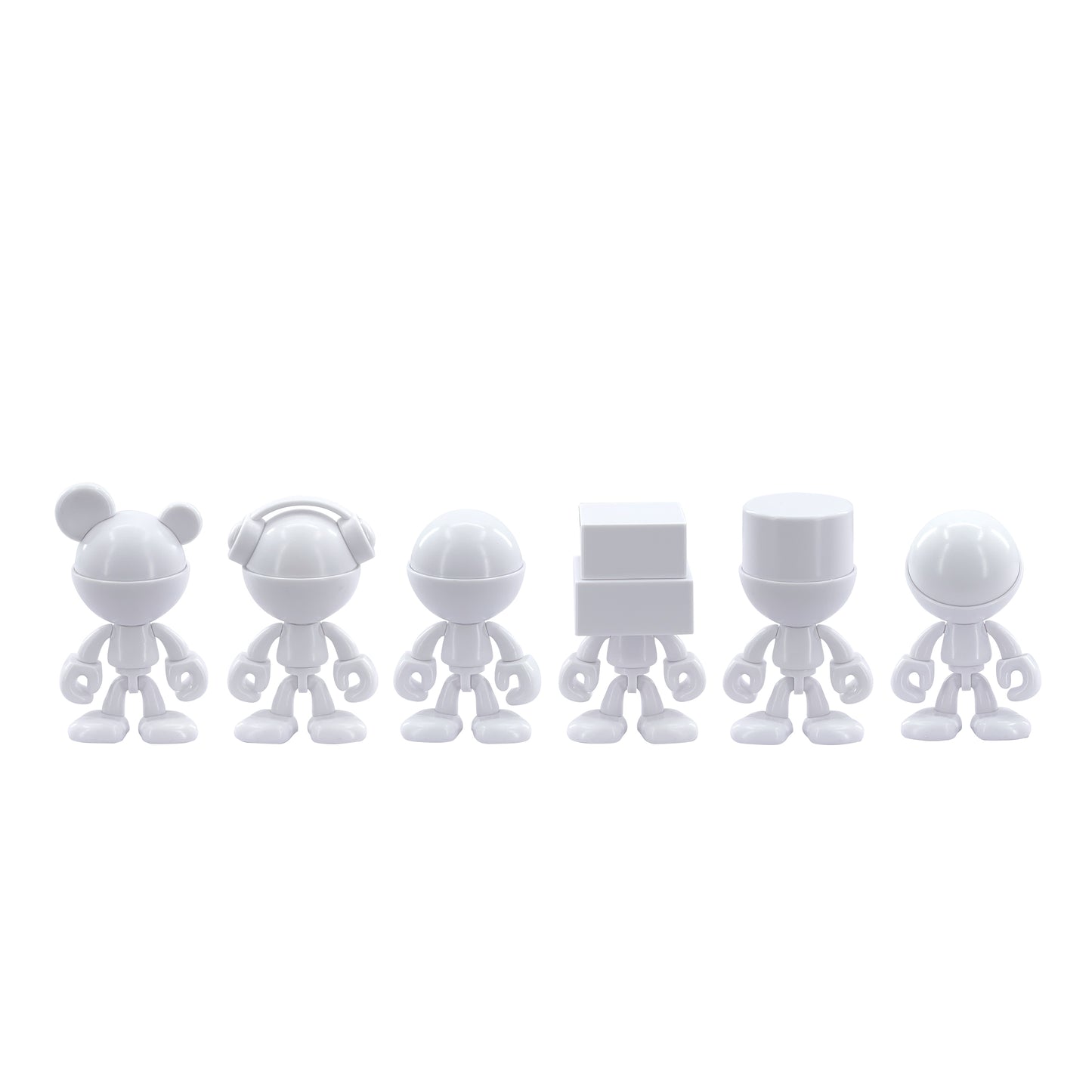Trexii Blank White Figure (3inch) – Pack of 6 Different Heads