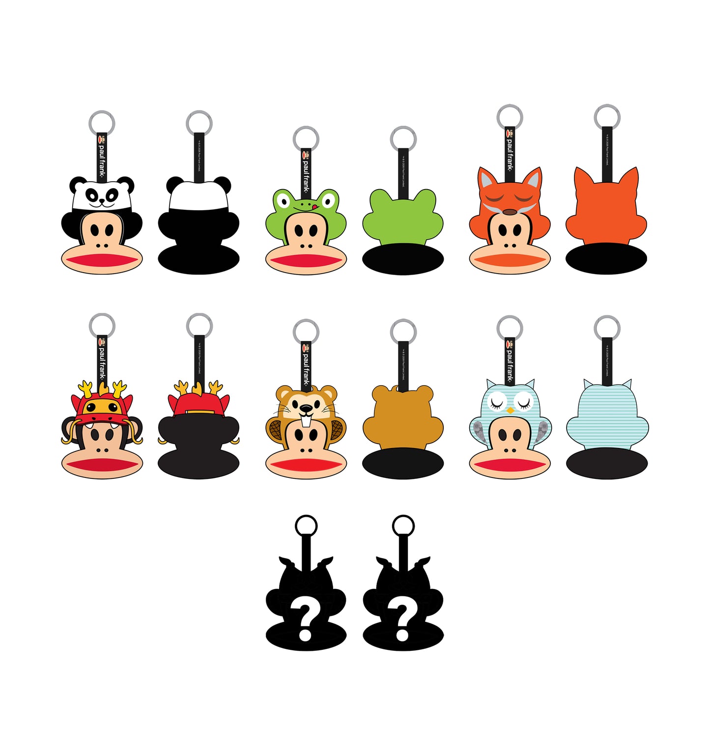 Preorder - Paul Frank Julius Head “Animal Cap” Plushie Blind Box Series (one display case of 6 blind boxes)