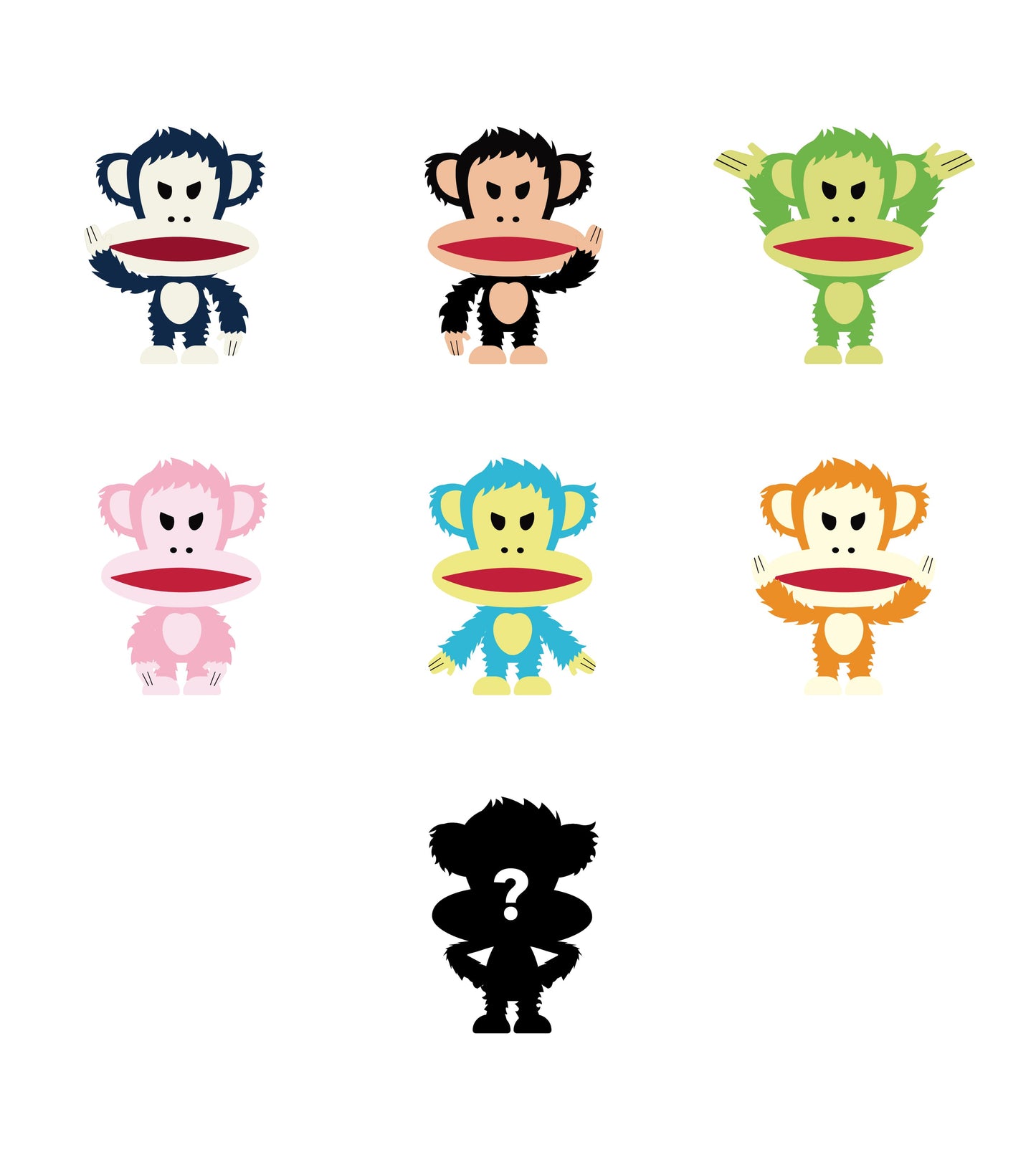 Preorder - Paul Frank Julius "KONG" Sofubi Mini Figure Blind Box Series (Colourway Edition) - one display case of 6 blind boxes