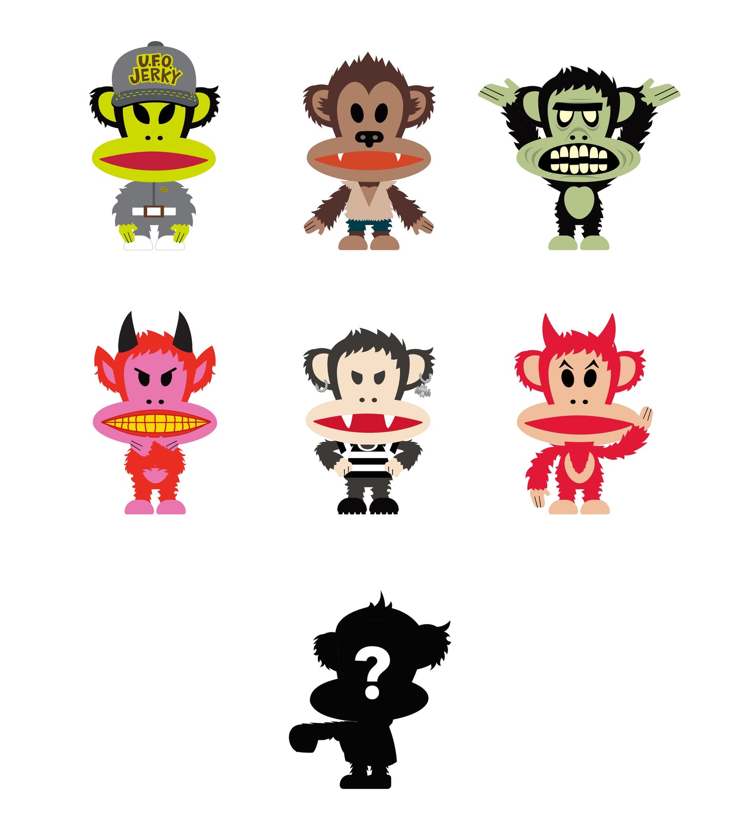 Preorder - Paul Frank Julius "KONG" Sofubi Mini Figure Blind Box Series (Transparent Clear Colourway Edition) - one display case of 6 blind boxes (Copy)