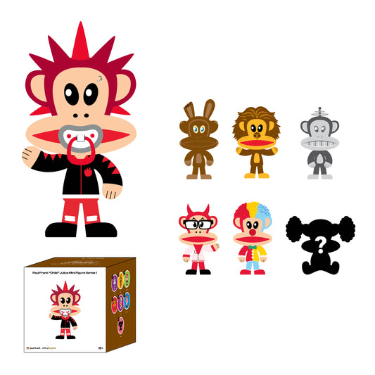Preorder - Paul Frank “Chibi” Julius Mini Figure Blind Box Series 1 (one display case of 6 blind boxes)