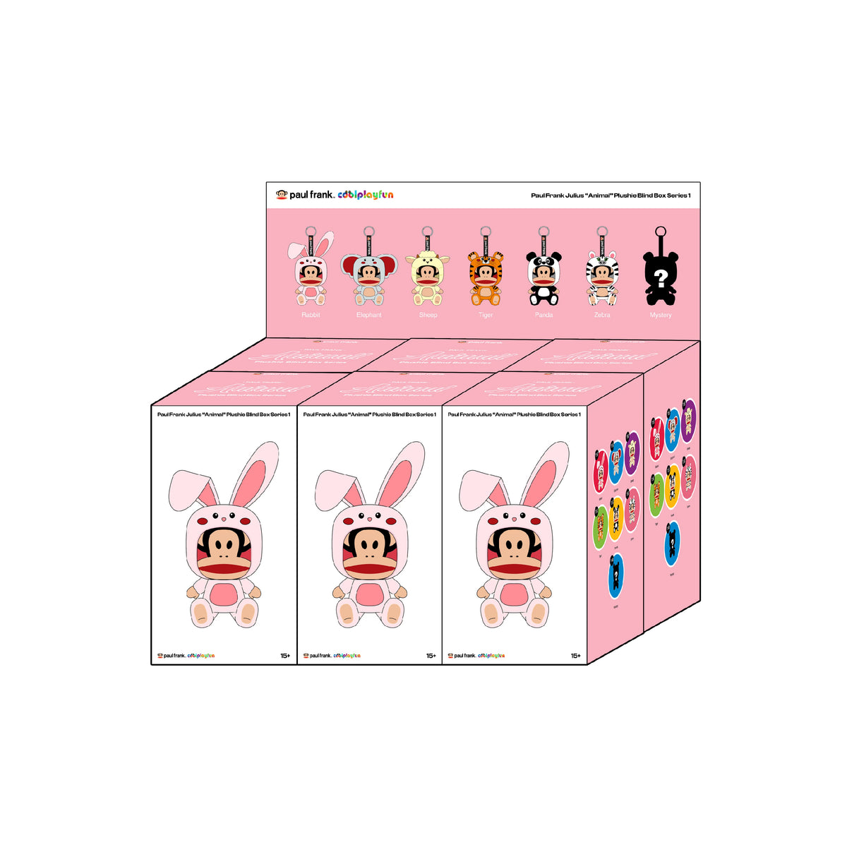 Preorder - Paul Frank Julius “Animal” Plushie Blind Box Series 1 (one display case of 6 blind boxes)