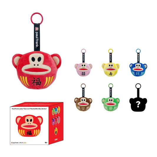 Preorder - Paul Frank Julius “Daruma” Plushie Blind Box Series 1 (one display case of 6 blind boxes)