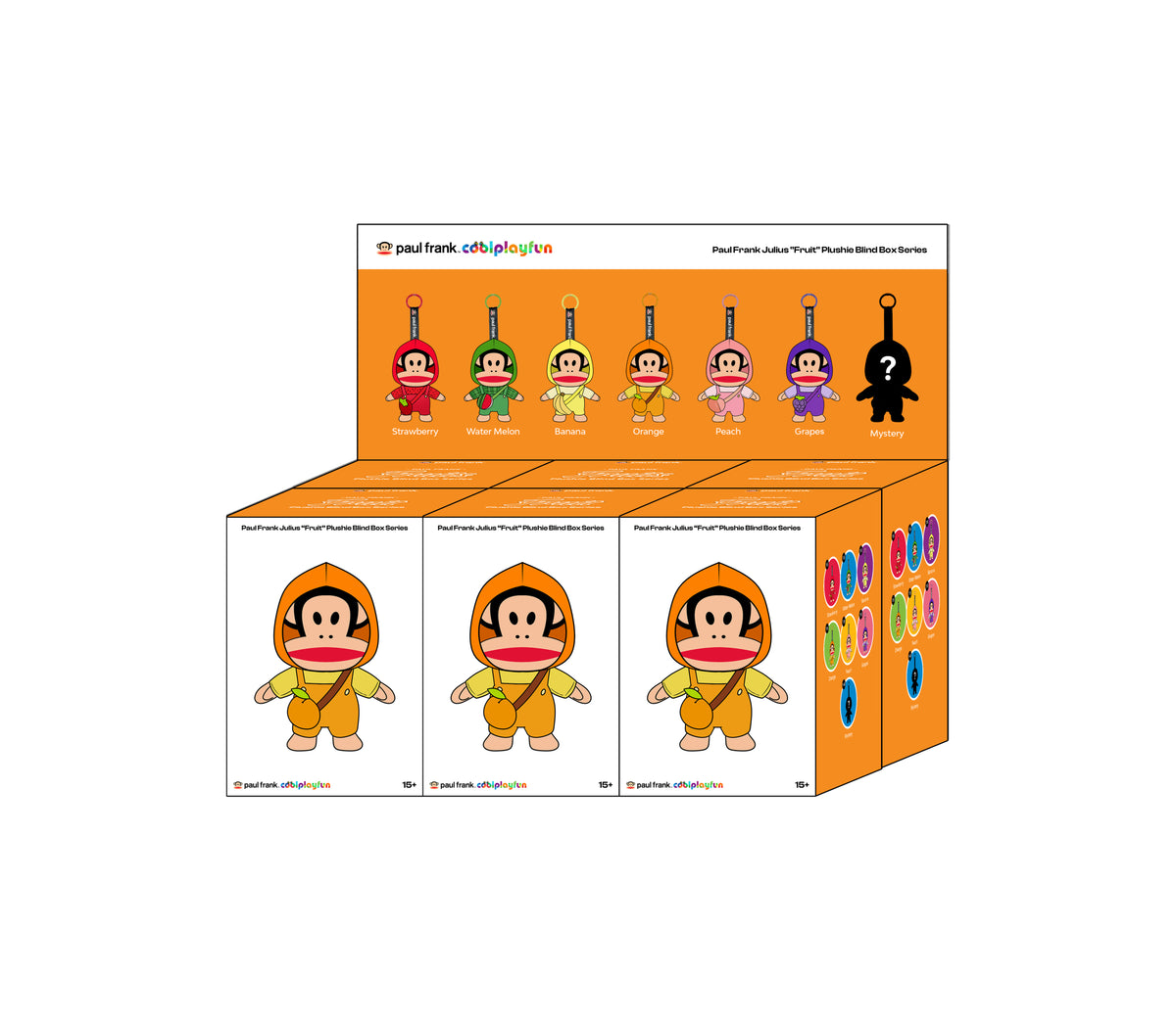 Preorder - Paul Frank Julius “Fruit” Plushie Blind Box Series (one display case of 6 blind boxes)