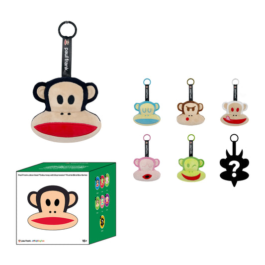 Preorder - Paul Frank Julius Head “Colourway with Expression” Plushie Blind Box Series (one display case of 6 blind boxes)