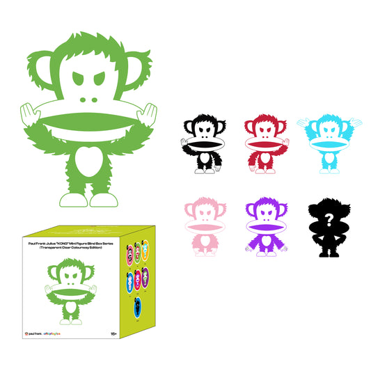 Preorder - Paul Frank Julius "KONG" Mini Figure Blind Box Series (Transparent Clear Colourway Edition) - one display case of 6 blind boxes