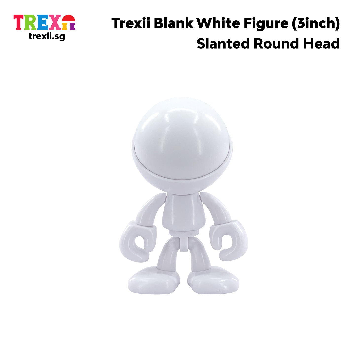 Trexii Blank White Figure (3inch) – Slanted Round Head