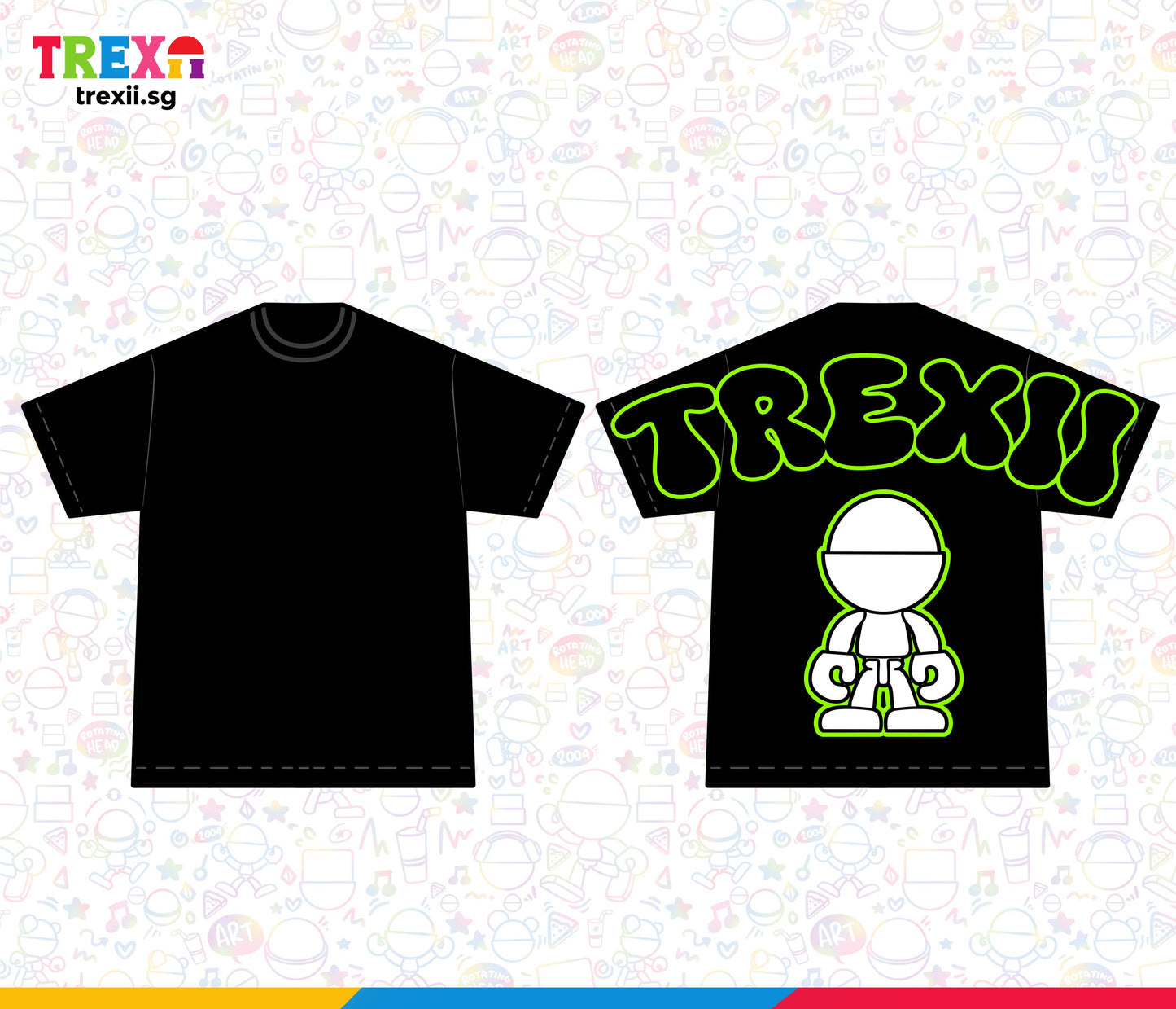 Trexii Unisex Oversized T-shirt - Green Outline