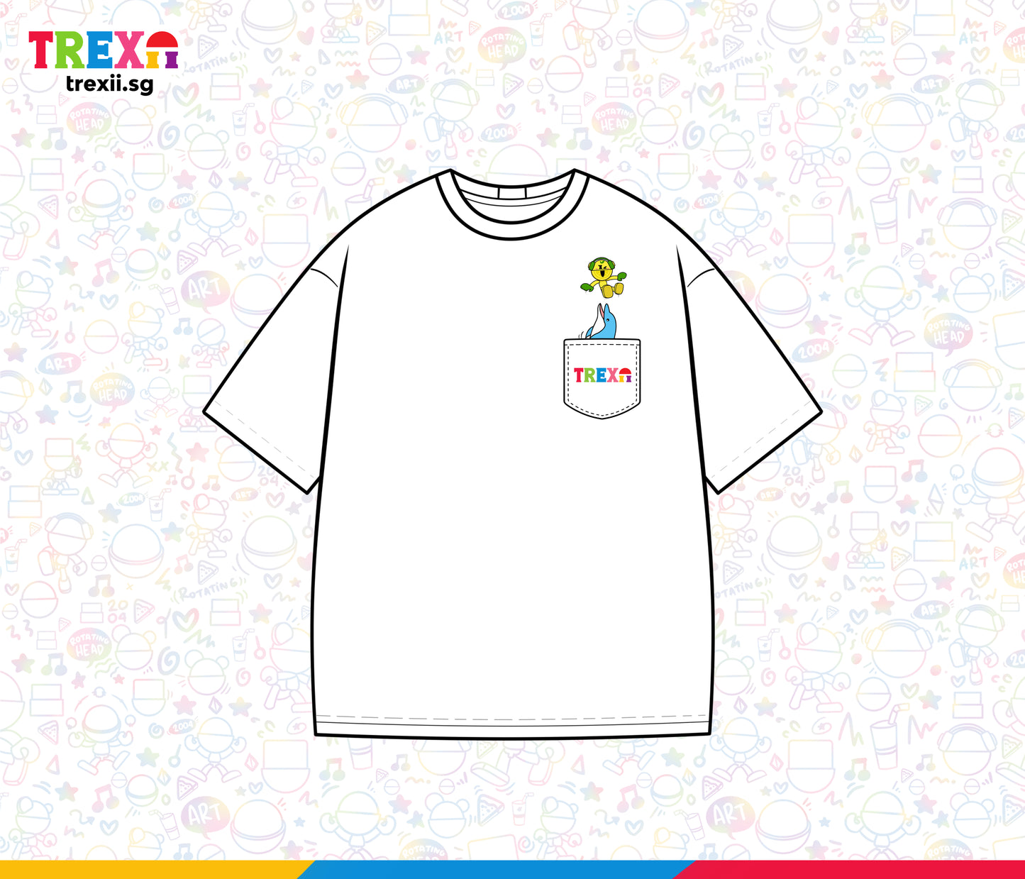 Trexii Unisex Oversized T-shirt - Trexii Universe Lemon Boy & Dolphin
