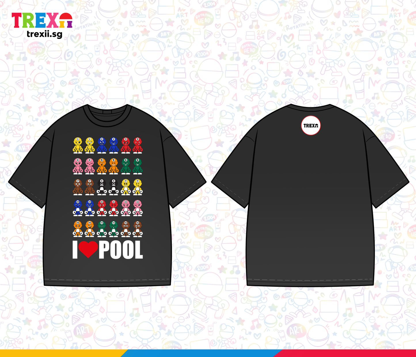 Trexii Unisex Oversized T-shirt - I Love POOL