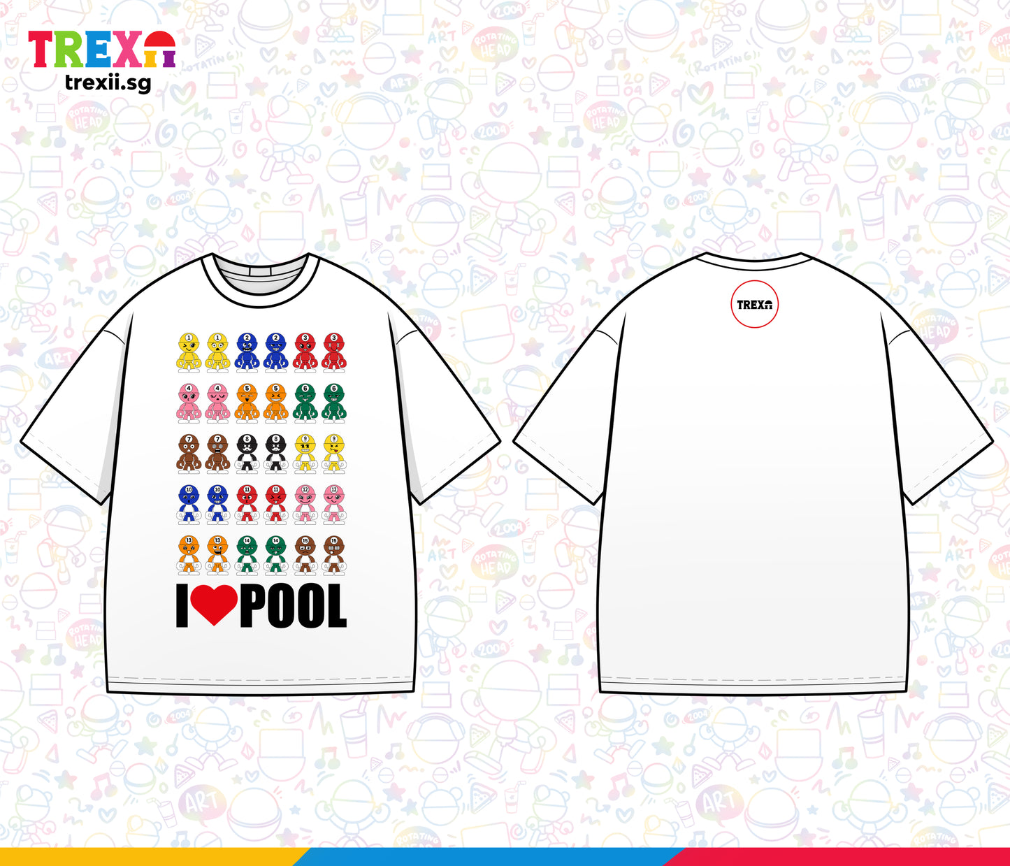 Trexii Unisex Oversized T-shirt - I Love POOL
