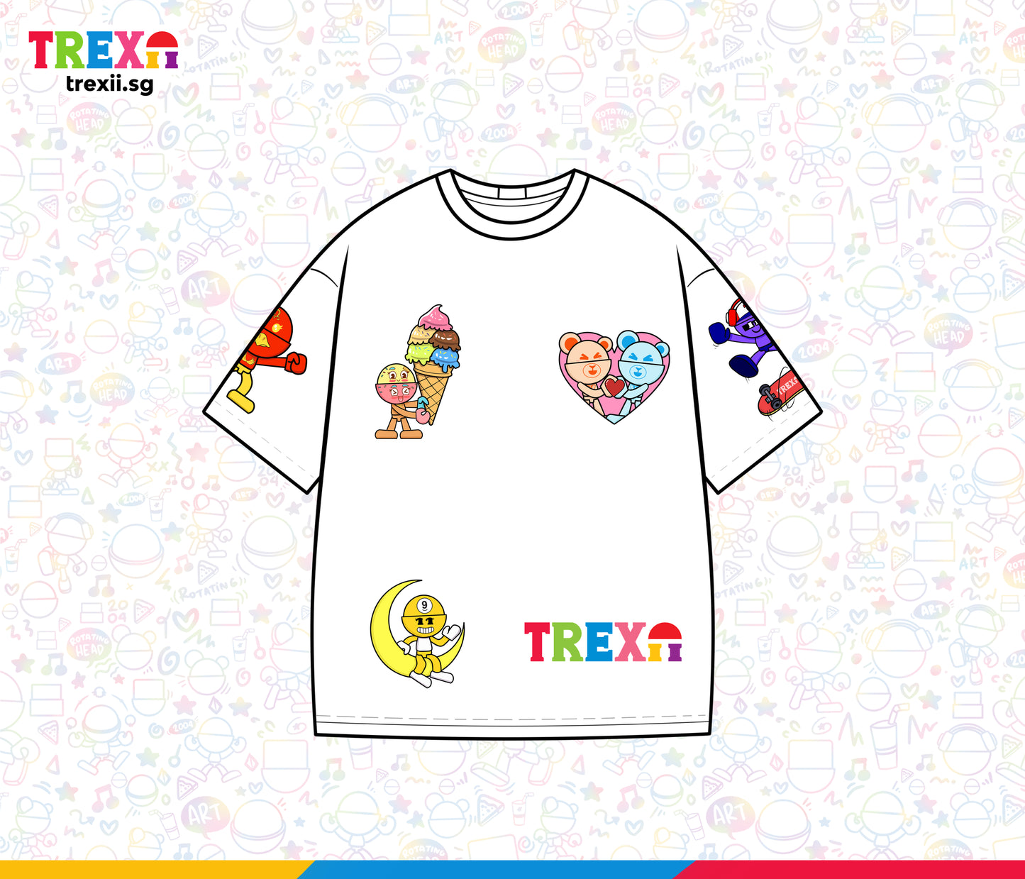 Trexii Unisex Oversized T-shirt - Trexii Universe Multi Characters V1