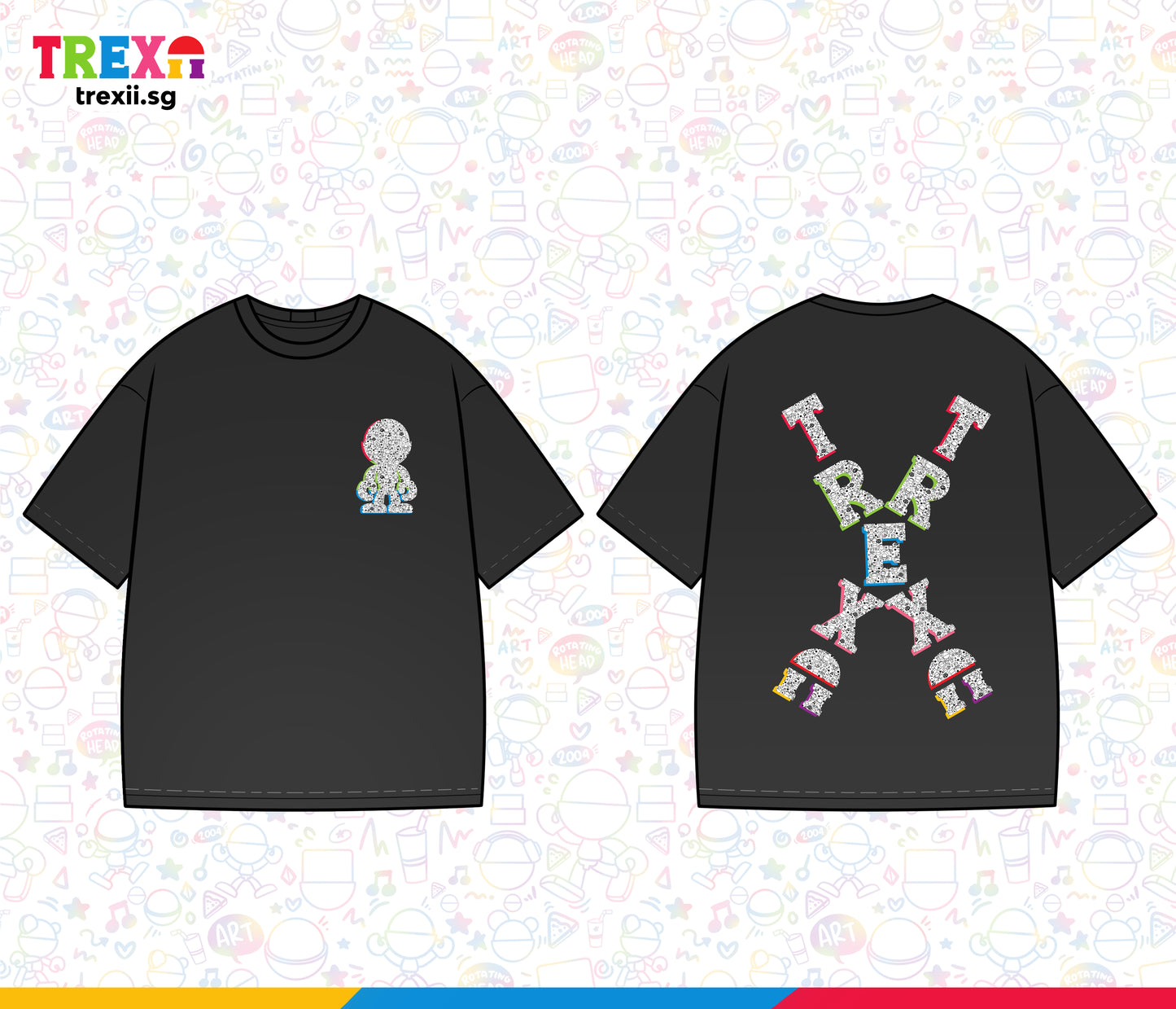 Trexii Unisex Oversized T-shirt - Pattern Trexii Logo at the Back