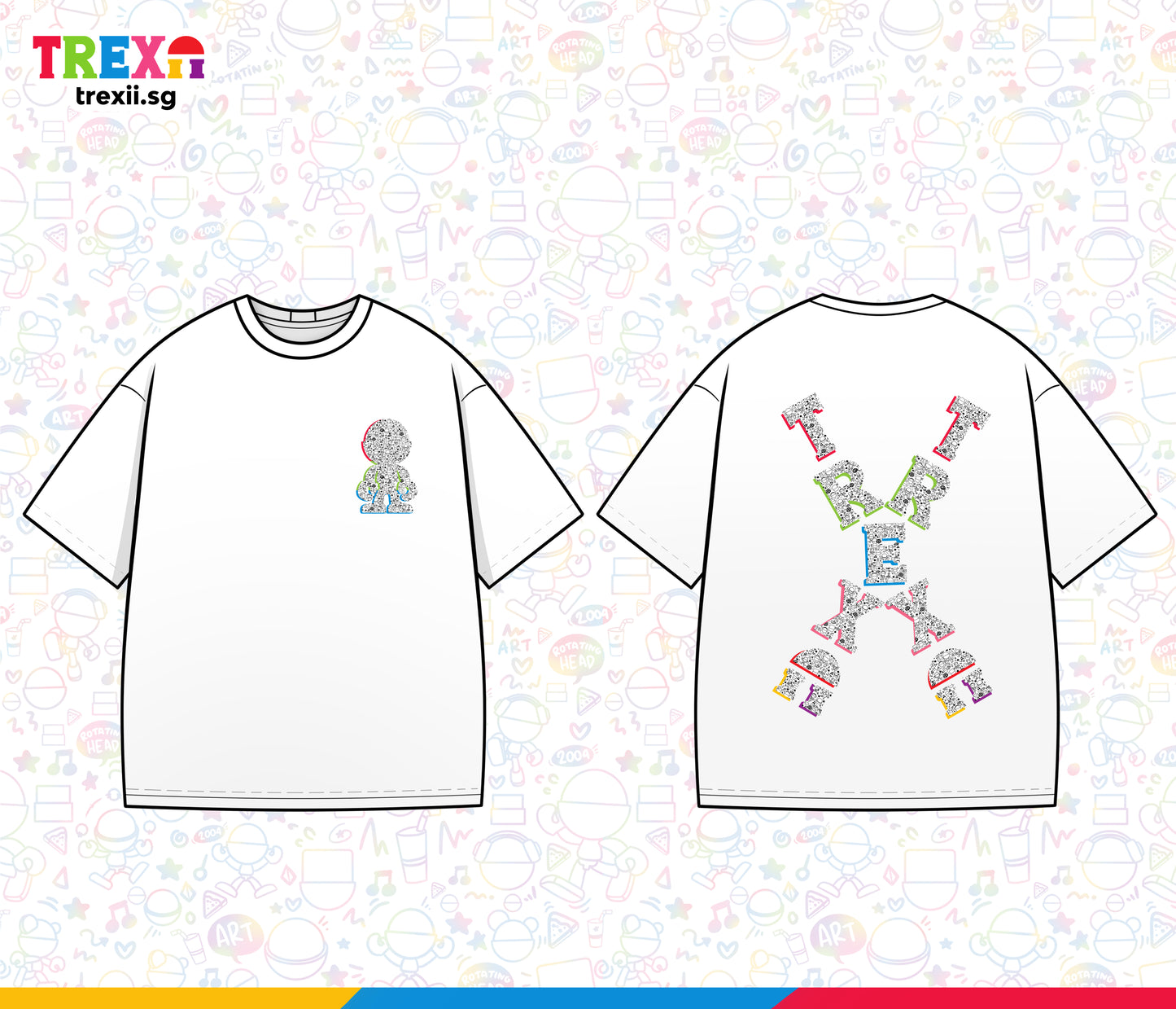 Trexii Unisex Oversized T-shirt - Pattern Trexii Logo at the Back