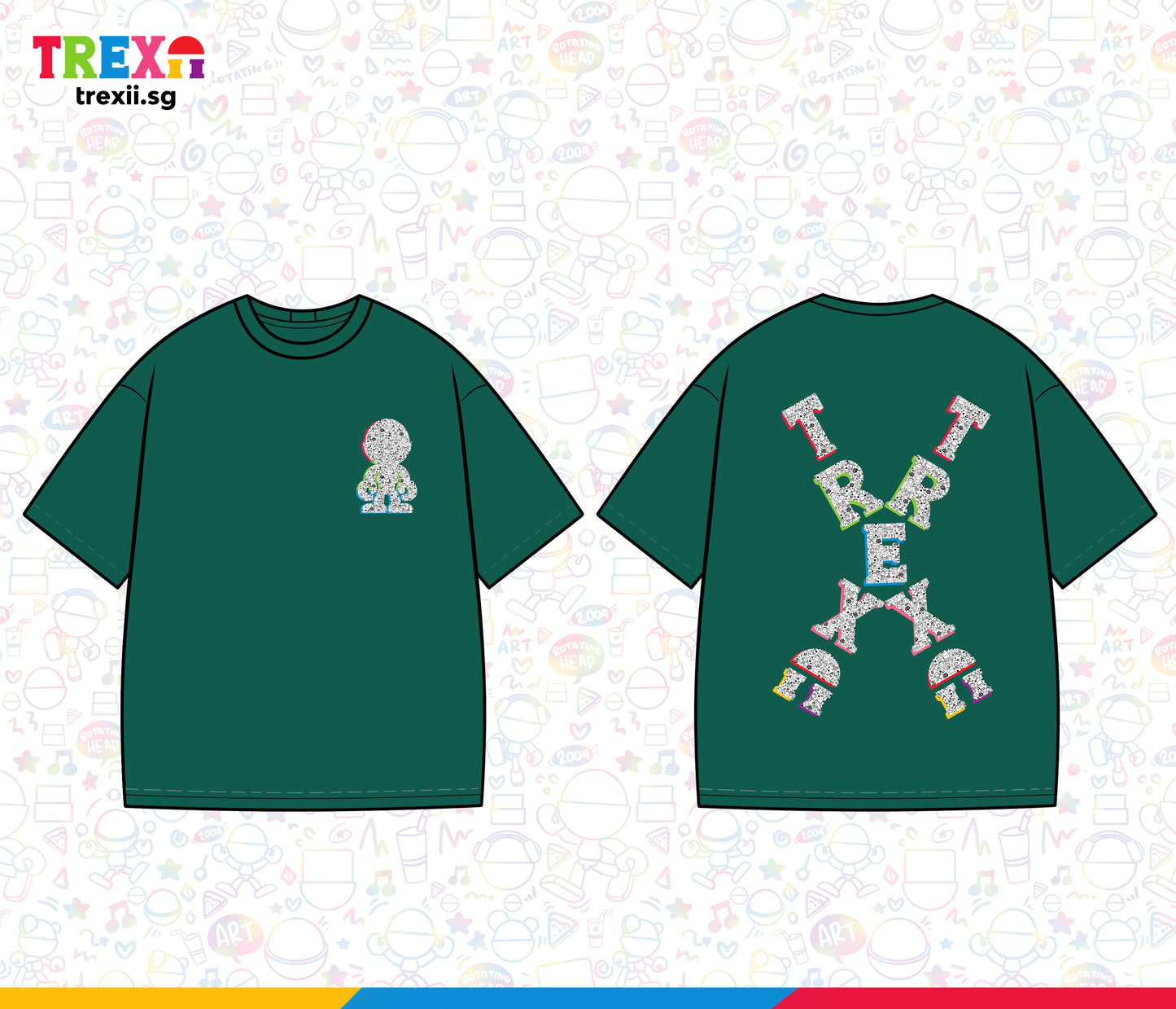 Trexii Unisex Oversized T-shirt - Pattern Trexii Logo at the Back