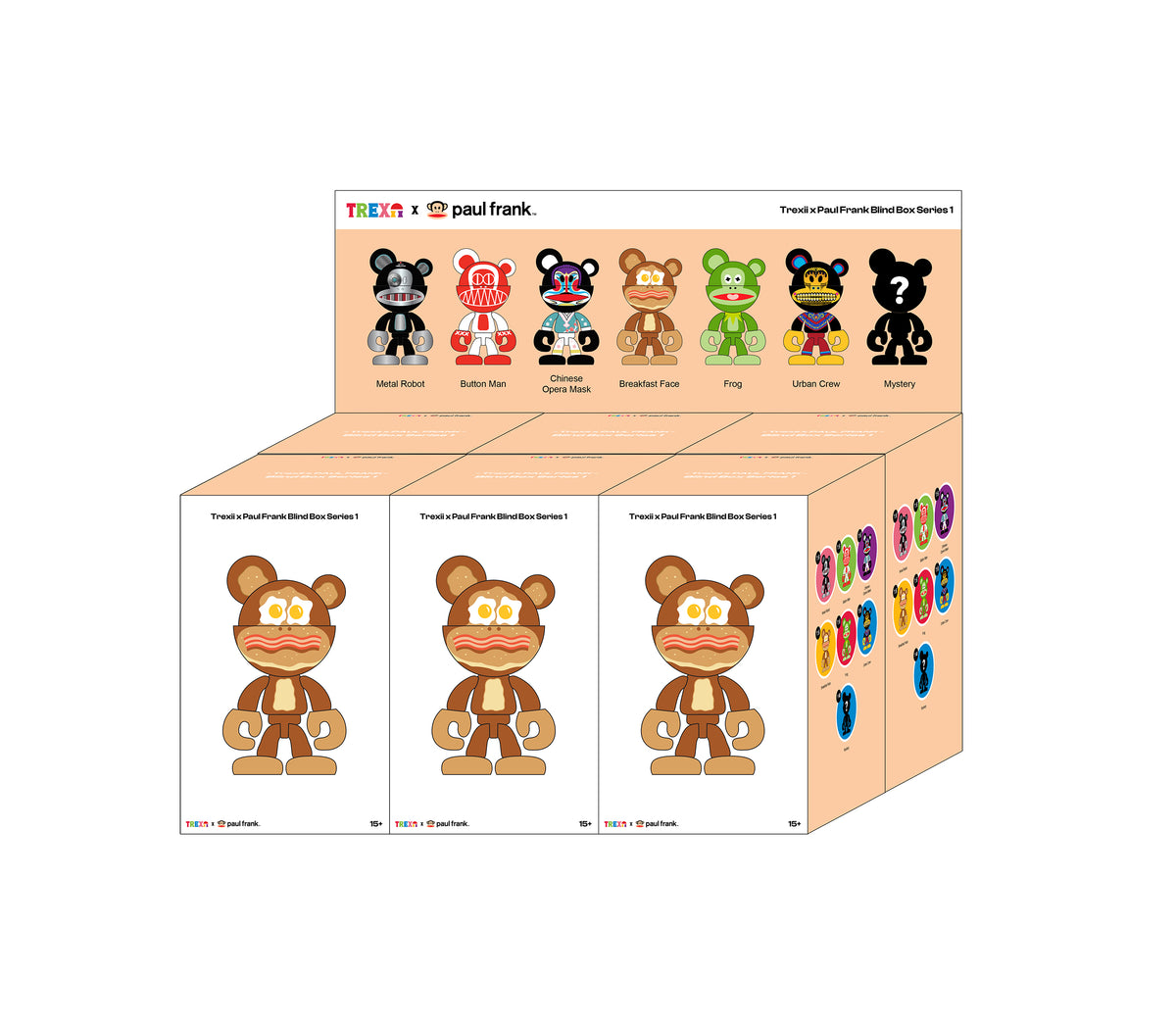 Preorder - Trexii x Paul Frank Blind Box Series 1 (one display case of 6 blind boxes)